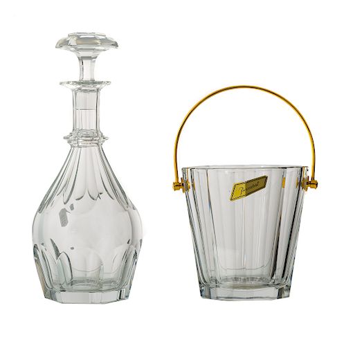 Baccarat crystal ice bucket and decanter