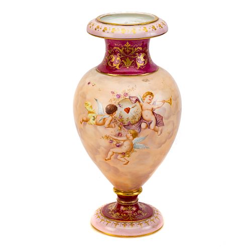 Vienna porcelain paint decorated urn