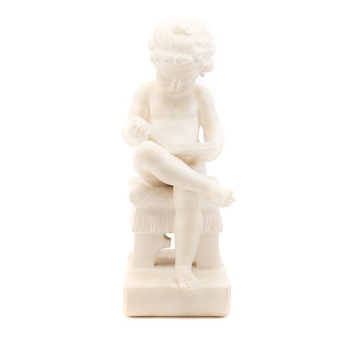 Grande Tour carved marble figure of boy reading