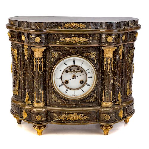 Continental painted wood mantel clock