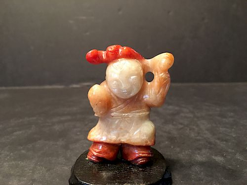OLD Chinese Red Jade Figure, 2 1/4" high