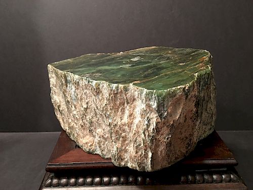 OLD Large Chinese Green Jade Rough, 13 lbs, 6"x6"x4"