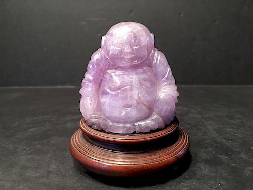 OLD Chinese Pink Tourmaline Buddha Figure, 2 1/2" high