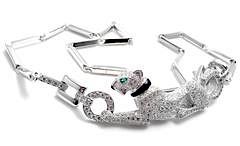Cartier Panthere 18k Gold Diamond Onyx Emerald Necklace