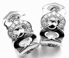 Cartier 18k White Diamond Hoop Earrings