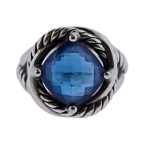 David Yurman Infinity Sterling Silver Blue Stone Ring