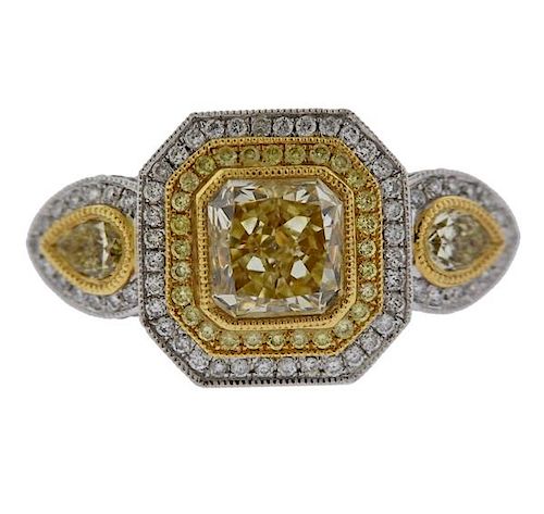 18K Gold 2.07ct Yellow  Diamond Engagement Ring
