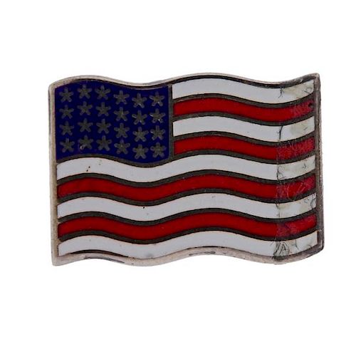 Deakin &amp; Francis Silver Enamel American Flag Lapel Pin 