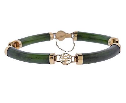 14k Gold Jade Bracelet