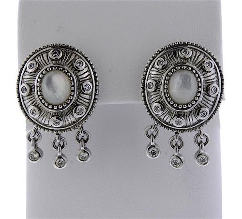 Judith Ripka Sterling Silver MOP Dangle Earrings