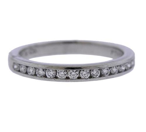 Tiffany &amp; Co Platinum Diamond Wedding Band Ring 