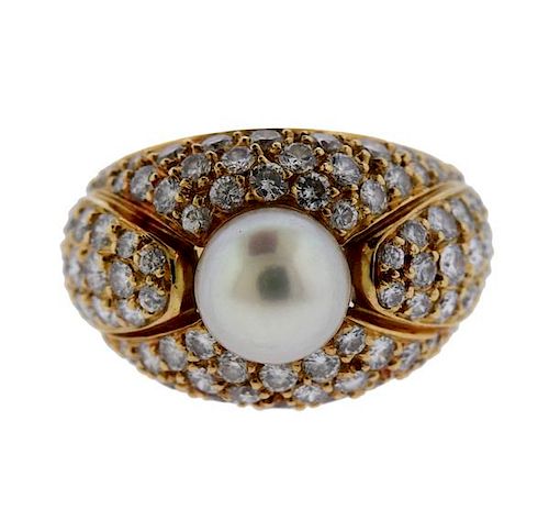Cartier 18K Gold Diamond Pearl Ring