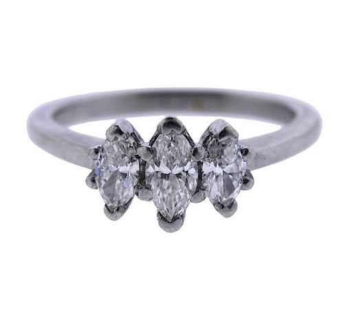 Platinum Marquise Diamond Three Stone Ring