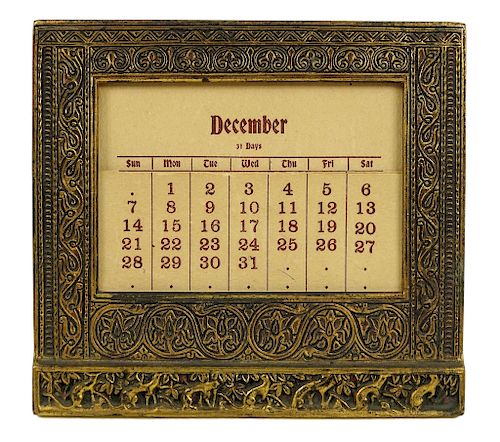 Rare Tiffany Studios Art Nouveau Bronze Calendar
