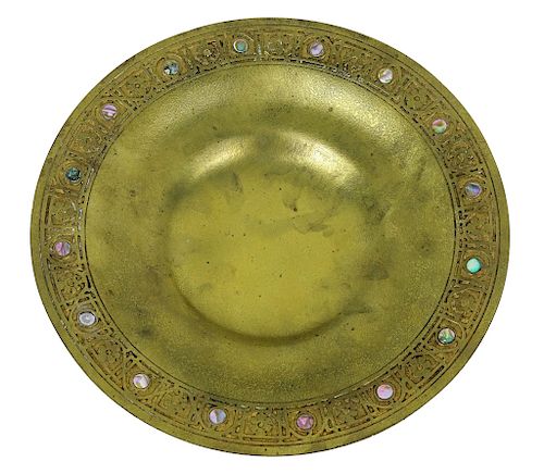 Tiffany Studios Bronze Abalone Inlaid Bowl 1723