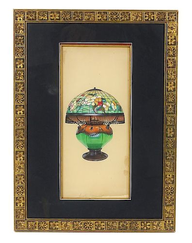 Louis C. Tiffany Lamp Design Watercolor on Paper
