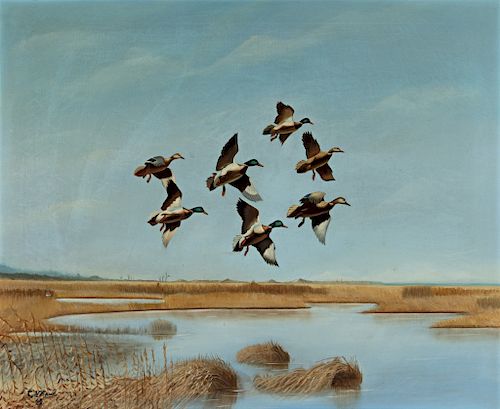 Lemuel T. "Lem" Ward (1896-1984) Mallards in Flight