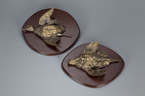 Pair of Decorative Bird Plaques, Paul Comolera (1818-1897)