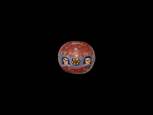 Roman Glass Bead with Faces
