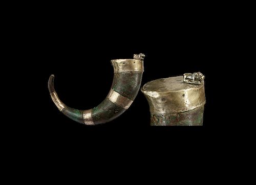 Western Asiatic Elamite Silver Ornamented Libation Horn