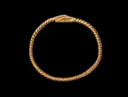 Viking Gold Bracelet with Animal Head Terminals
