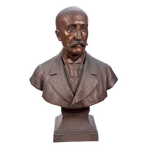 Copper and Bronze Bust of an Edwardian Gentleman.