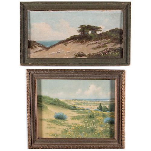 Two California dunescapes, one lithograph and one oil o