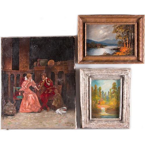 Three decorative oil paintings.