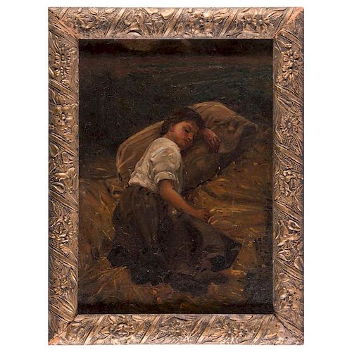 19th century painting of a sleeping child.