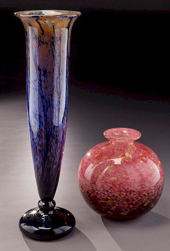 (2) Schneider modeled glass vases,