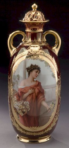 Royal Vienna lidded urn