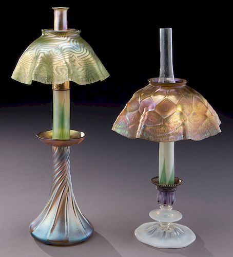 (2) Tiffany candle lamps,