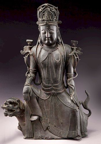 Rare large Ming bronze Bodhisattva