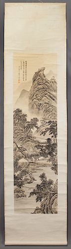 Chinese Republic watercolor painted scroll,