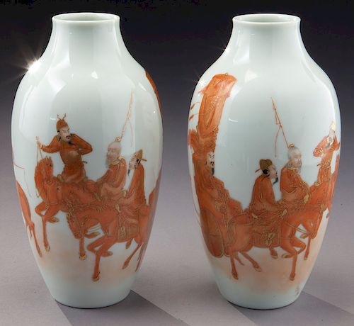 Pr. Chinese Republic famille rose porcelain vases.