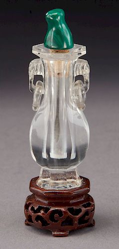 Chinese Qing carved rock crystal snuff bottle,