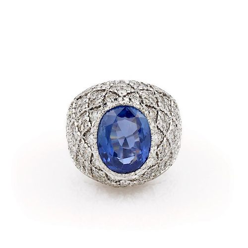 18K White Gold Buccellati Sapphire and Diamond Ring