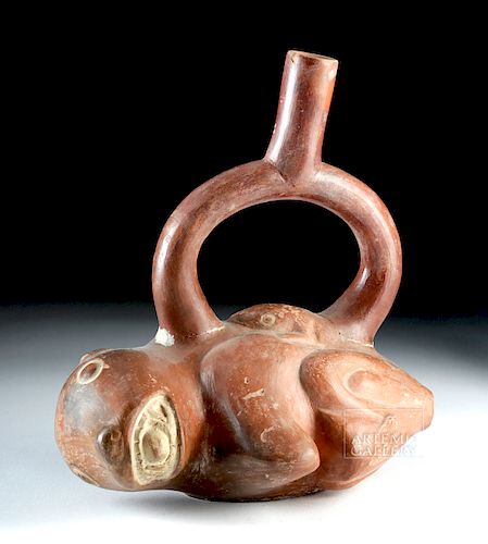 Moche Pottery Stirrup Vessel - Sea Lion