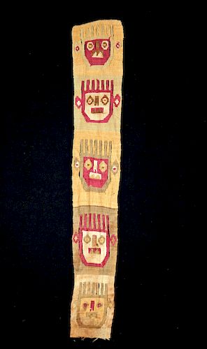Fine Huari Textile Panel w/ Anthropomorphic Faces