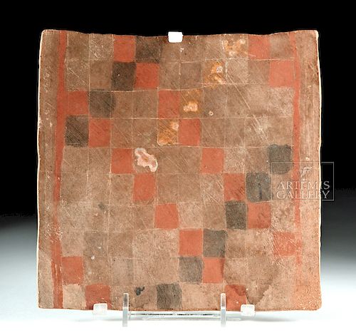 Inca Chucu Terracotta Plaque - Checkerboard Motif