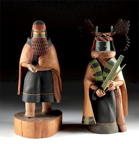 Lot of 2 20th C. Hopi Wood Kachina Dolls - Glenn Fred