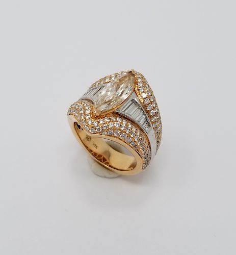 2.5ct Marquise Diamond & 18k Gold Ring