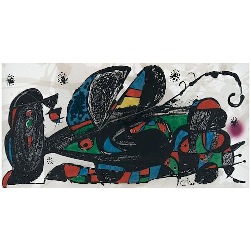 Joan Miró. Irán, de la serie Miró escultor, 1975. Litografía sin número de tiraje. Firmada en plancha.
