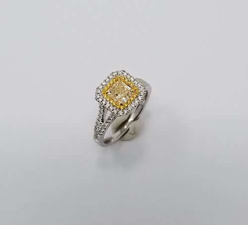 18K White Gold & Yellow Diamond Ring