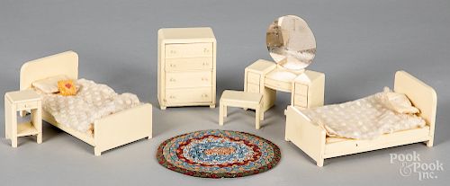 Strombecker wooden dollhouse bedroom furniture