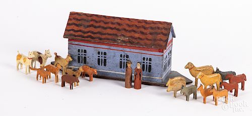 Painted Noah's Ark with figures