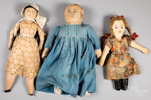 Five cloth dolls