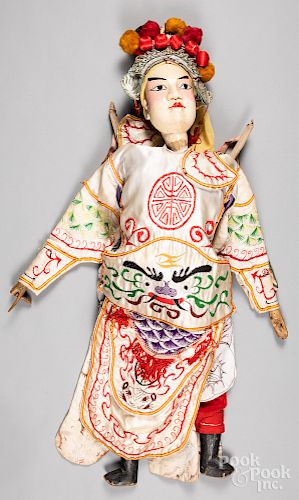 Asian carved and painted wood marionette