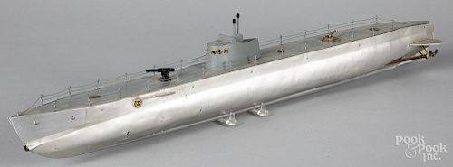 Westlake clockwork aluminum and wood submarine