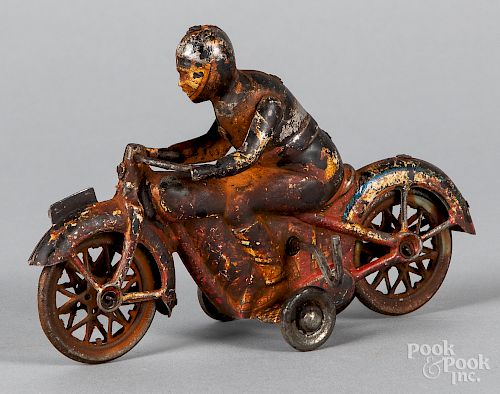 Tin lithograph wind-up motorcycle
